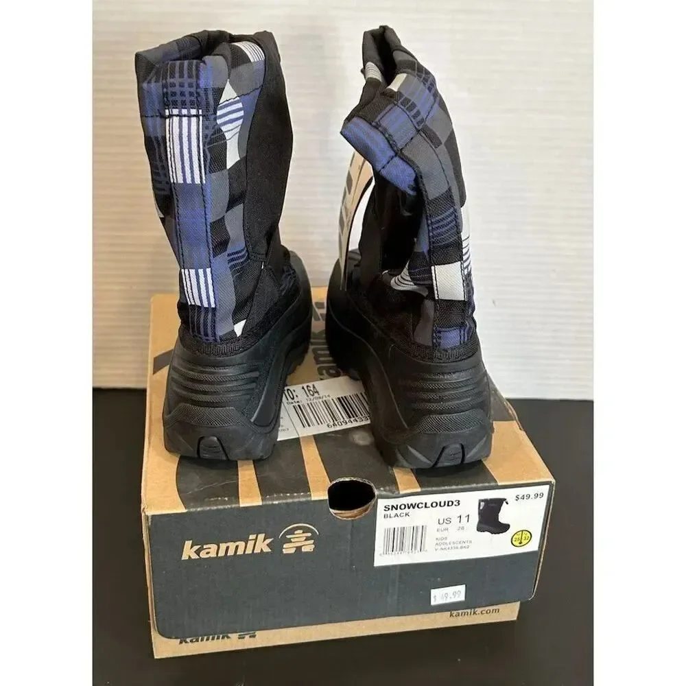 Kamik Snowcloud3 Kids Snow Boots US Size 11 Black Waterproof Insulated
